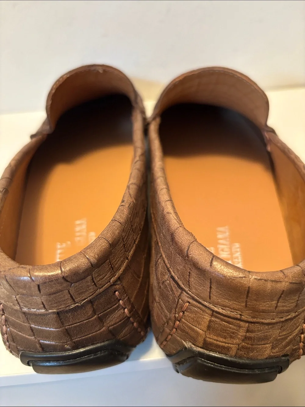 Arte Artigiana Sorrento Men's Brown Croc-Embossed Leather Loafers 10